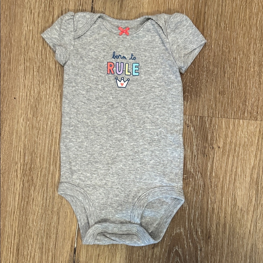 Carter's Gray Bodysuit with Colorful Crown Design